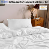 Dickies Cotton Waffle Texture Quilt Cover Set White Queen - Front View