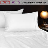 Morrissey 1700TC Cotton Rich Sheet Set White Queen - Front View