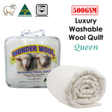 500GSM Washable Wool Quilt Queen - Front View