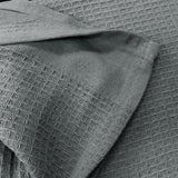 Living @ Home 350gsm 100% Cotton Breathable Waffle Blanket Single 180 x 230 cm Charcoal - Side View