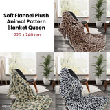 Animal Pattern Soft Flannel Plush Queen Size Blanket 220 x 240cm Leopard - Front View