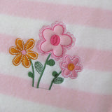 Living Home for Baby Girls Flowers and Bear Pack of 3 Embroidered Polar fleece Stripe Cot Blankets 100 x 140cm - Top-Down View
