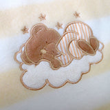 Living Home for Baby Girls Flowers and Bear Pack of 3 Embroidered Polar fleece Stripe Cot Blankets 100 x 140cm - 45-Degree Angle