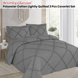 Beverley Charcoal 3 Pce Lightly Quilted Polyester Cotton Coverlet Set Queen - Front View