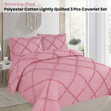 Beverley Pink 3 Pce Lightly Quilted Polyester Cotton Coverlet Set Queen - Front View