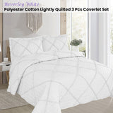 Beverley White 3 Pce Lightly Quilted Polyester Cotton Coverlet Set Queen - Front View