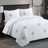 100% Cotton Lightly Quilted Coverlet Set Colorado Blue King - Side View