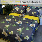 100% Cotton Coverlet Set Embroidered Orchid Queen - Front View