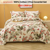 100% Cotton Lightly Quilted Coverlet Set Granada Cream Queen - Front View