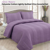 Lewis Mauve 3 Pce Lightly Quilted Polyester Cotton Coverlet Set Queen - Front View