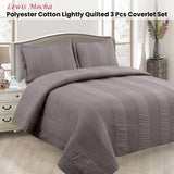 Lewis Mocha 3 Pce Lightly Quilted Polyester Cotton Coverlet Set Queen - Front View