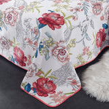 100% Cotton Lightly Quilted Coverlet Set Peacock Garden Pink Queen - Side View