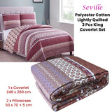 Seville 3 Pce Lightly Quilted Polyester Cotton Coverlet Set Queen/King - Front View