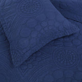 100% Cotton Lightly Quilted Coverlet Set Unity Navy Queen - Top-Down View