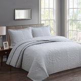 100% Cotton Lightly Quilted Coverlet Set Unity Silver Queen - Side View