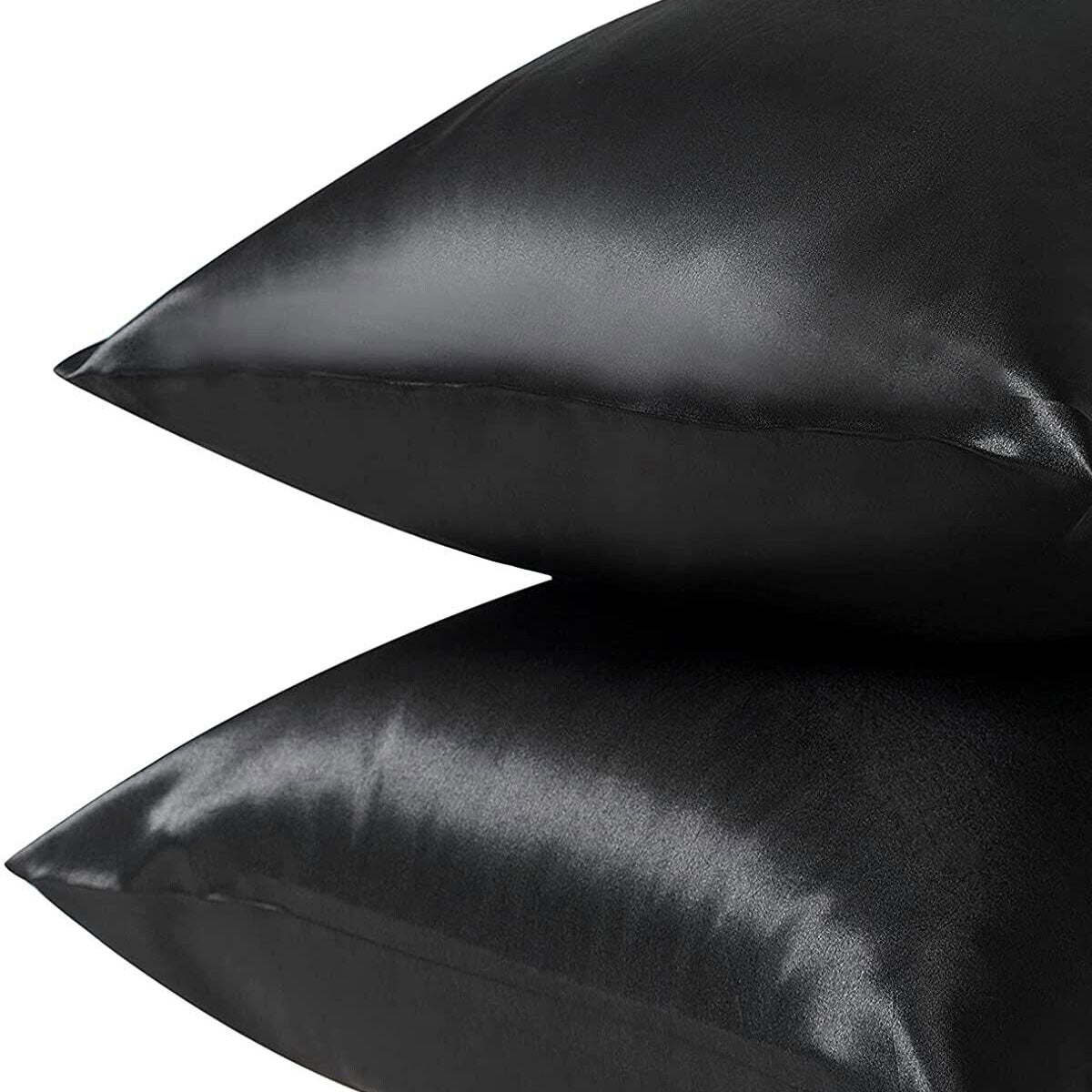 Pair of King Satin Silk Pillowcases with Envelope Closure 51 x 102 cm Rose