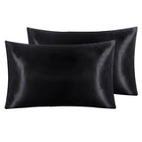 Pair of Standard Satin Silk Pillowcases with Envelope Closure 51 x 76 cm Rose - Side View