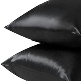 Pair of Standard Satin Silk Pillowcases with Envelope Closure 51 x 76 cm Rose - Top-Down View
