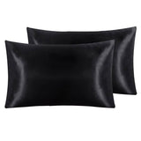 Pair of Standard Satin Silk Pillowcases with Envelope Closure 51 x 76 cm White - Side View
