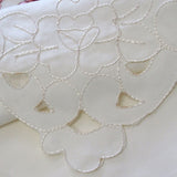 Isadora Flowers Off White Embroidered Rectangular Tablecloth 180 x 275 cm