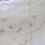 Isadora Flowers Off White Embroidered Rectangular Tablecloth 180 x 275 cm - Top-Down View