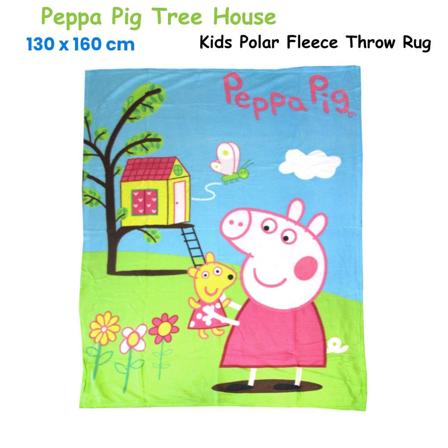 Peppa Pig Tree House Printed Polar Fleece Throw Rug 130 x 160 cm, image 2