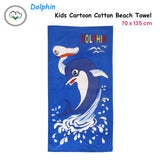 Bloomington Dolphin Kids Cartoon Printed Cotton Beach Towel 70 x 140 cm