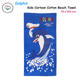 Bloomington Dolphin Kids Cartoon Printed Cotton Beach Towel 70 x 140 cm - Front View