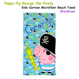 Bloomington Peppa Pig George the Pirate Kids Cartoon Printed Microfiber Beach Towel 70 x 137 cm - Front View