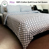 Mia White 100% Cotton Quilt Cover Set Queen - Front View