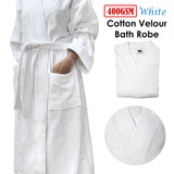 Jason 400GSM White Cotton Velour Bath Robe Medium/Large - Front View