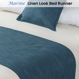 Jason Linen Look Marine Bed Runner Double/Queen - Front View
