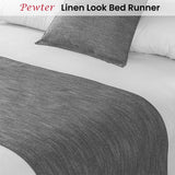 Jason Linen Look Pewter Bed Runner Double/Queen - Front View