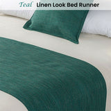 Jason Linen Look Teal Bed Runner King - Front View