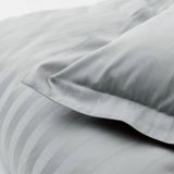 Jason Silver Satin Stripe Tailored Quilt Cover Set Queen - Side View