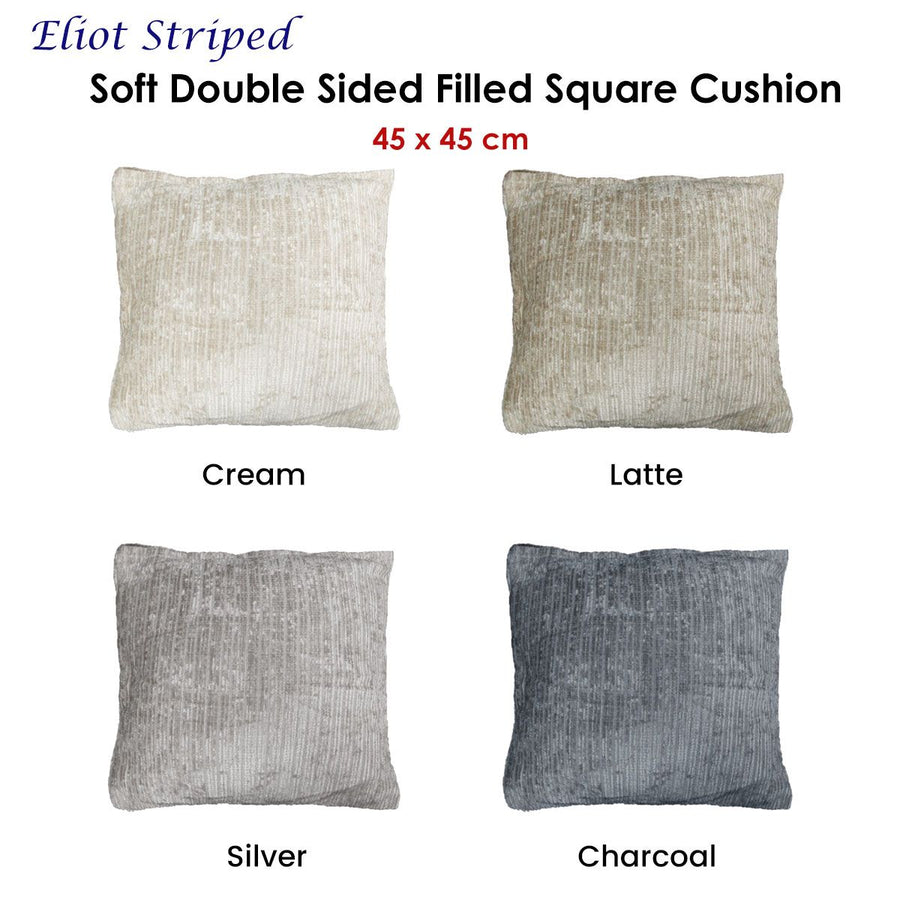 Eliot Striped Double Sided Filled Cushion Square - 45cm x 45cm Charcoal