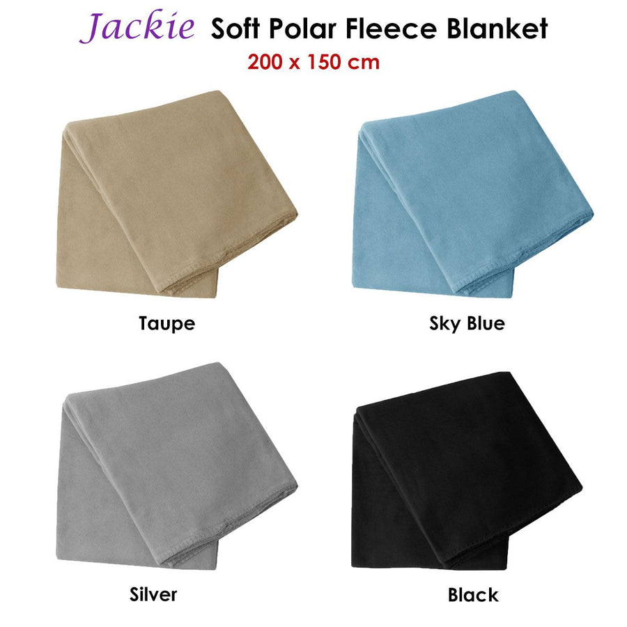 Budget 150gsm Jackie Soft Polar Fleece Extra Large Throw / Single Sized Blanket 200 x 150 cm Black
