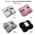Harper Supremely Soft Fleece Extra Large Throw / Single Sized Blanket 200 x 150 cm Pink