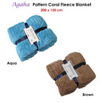 Agaha Pattern Coral Fleece Extra Large Throw / Single Sized Blanket 150 x 200 cm Aqua
