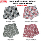 Tiling 175GSM Geometric Pattern Printed Polar Fleece Throw Rug 120 x 150cm Dusty Rose