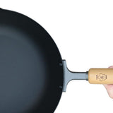 Takumi Premium Magma Plate Cast Iron Wok - Made in Japan - 30cm - Side View