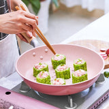 Justcook Japanese Style Non-stick Sakura Frypan Pink 26cm - Side View