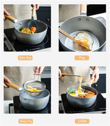 Justcook 20cm Japanese-style Stainless Steel Xueping Pot White Handle