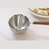 Kylin 304 Stainless Steel Oil Poured Pot With Wood Handle 120ml - Close-Up Angle