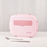Kylin 304 Stainless Steel 5 Divided Smile Small Lunch Box With Soup Pot - Pink - Front View