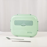 Kylin 304 Stainless Steel 5 Divided Smile Small Lunch Box With Soup Pot - Green - Front View