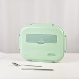 Kylin 304 Stainless Steel 5 Divided Smile Large Lunch Box With Soup Pot - Green - Front View