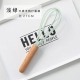 Justcook JSHS-DDQ01-1 Silicon Whisk w/ Wood Handle for for Whipping, Baking - Front View