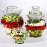 Premium Chinese and Korean Fermentation Pickle Glass Jar Kimchi Sauerkraut Canisters & Jars Small 2.5L - Front View