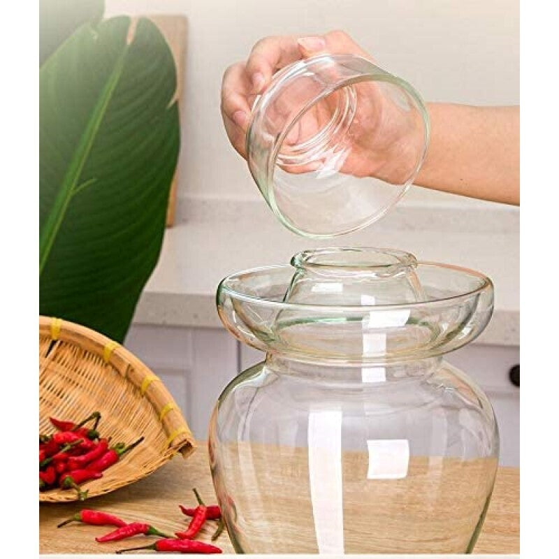 Premium Chinese and Korean Fermentation Pickle Glass Jar Kimchi Sauerkraut Canisters & Jars Medium 5L